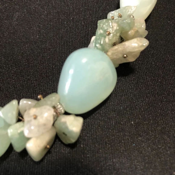 Handmade Beaded Quartz Necklace Vintage Jade Tone